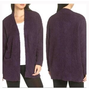 Barefoot Dreams cozychick oversized cardigan purple deep pockets L/XL